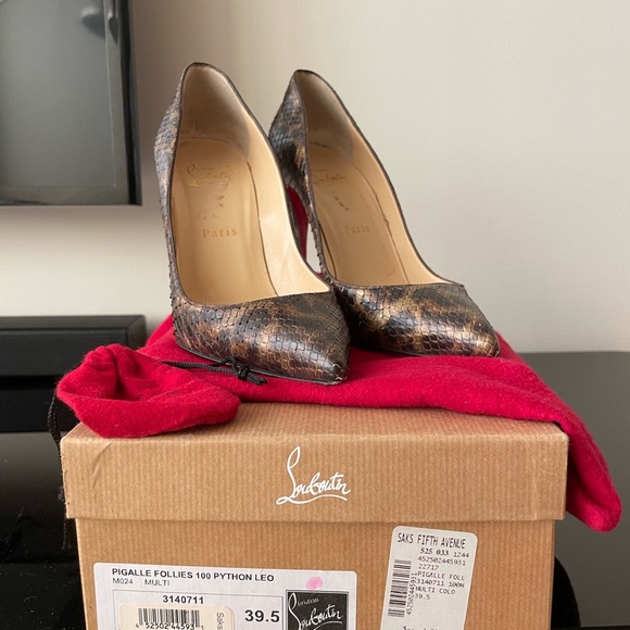 Christian Louboutin pigalle follies python leopard print size 39.5 sized pumps - Picture 1 of 12